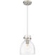 Downtown Urban Newton Bell 1 Light 8 inch Satin Nickel Pendant Ceiling Light in Clear