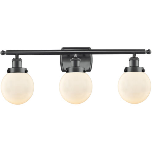 Ballston Beacon LED 26 inch Matte Black Bath Vanity Light Wall Light in Matte White Glass, Ballston