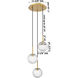 Barrington 3 Light 12 inch Brushed Brass Mini Pendant Ceiling Light