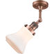 Franklin Restoration Bellmont 1 Light 6 inch Antique Copper Semi-Flush Mount Ceiling Light in Matte White Glass, Franklin Restoration