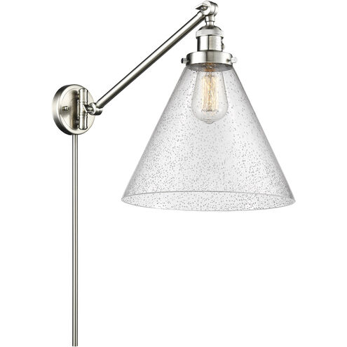 X-Large Cone 16 inch 60.00 watt Satin Nickel Swing Arm Wall Light, Franklin Restoration