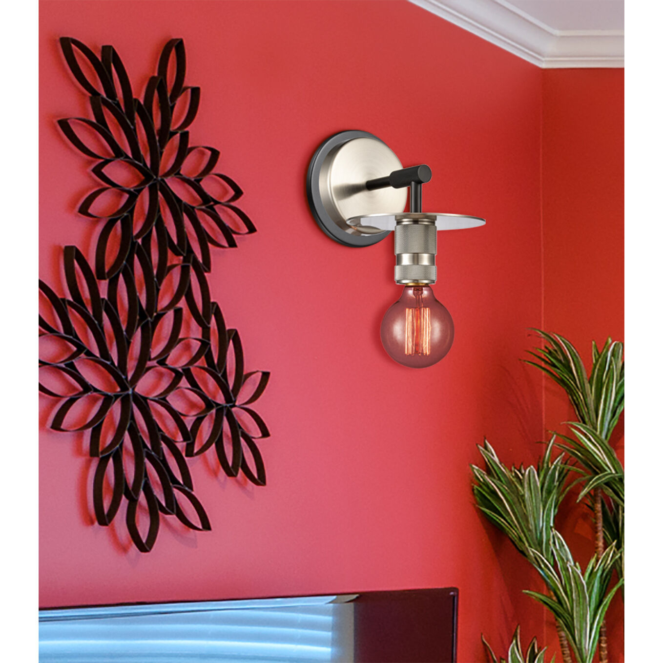 Restoration Aurora 1 Light 5.88 inch Brushed Satin Nickel Sconce Wall Light, Restoration