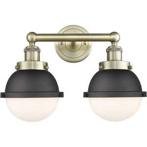 Hampden 2 Light 16.25 inch Antique Brass and Matte Black/Matte White Bath Vanity Light Wall Light