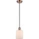 Ballston Cobbleskill LED 5 inch Antique Copper Mini Pendant Ceiling Light in Matte White Glass, Ballston