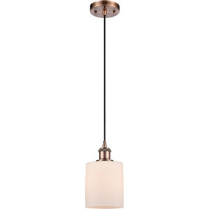 Ballston Cobbleskill LED 5 inch Antique Copper Mini Pendant Ceiling Light in Matte White Glass, Ballston