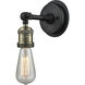 Bare Bulb Sconce Wall Light in Black Antique Brass