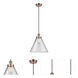 Ballston X-Large Cone LED 8 inch Antique Copper Mini Pendant Ceiling Light in Clear Glass, Black Textured