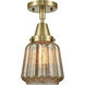 Franklin Restoration Chatham 1 Light 6 inch Antique Brass Flush Mount Ceiling Light in Mercury Glass
