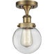 Beacon 1 Light 6 inch Brushed Brass Semi-Flush Mount Ceiling Light in Clear Glass