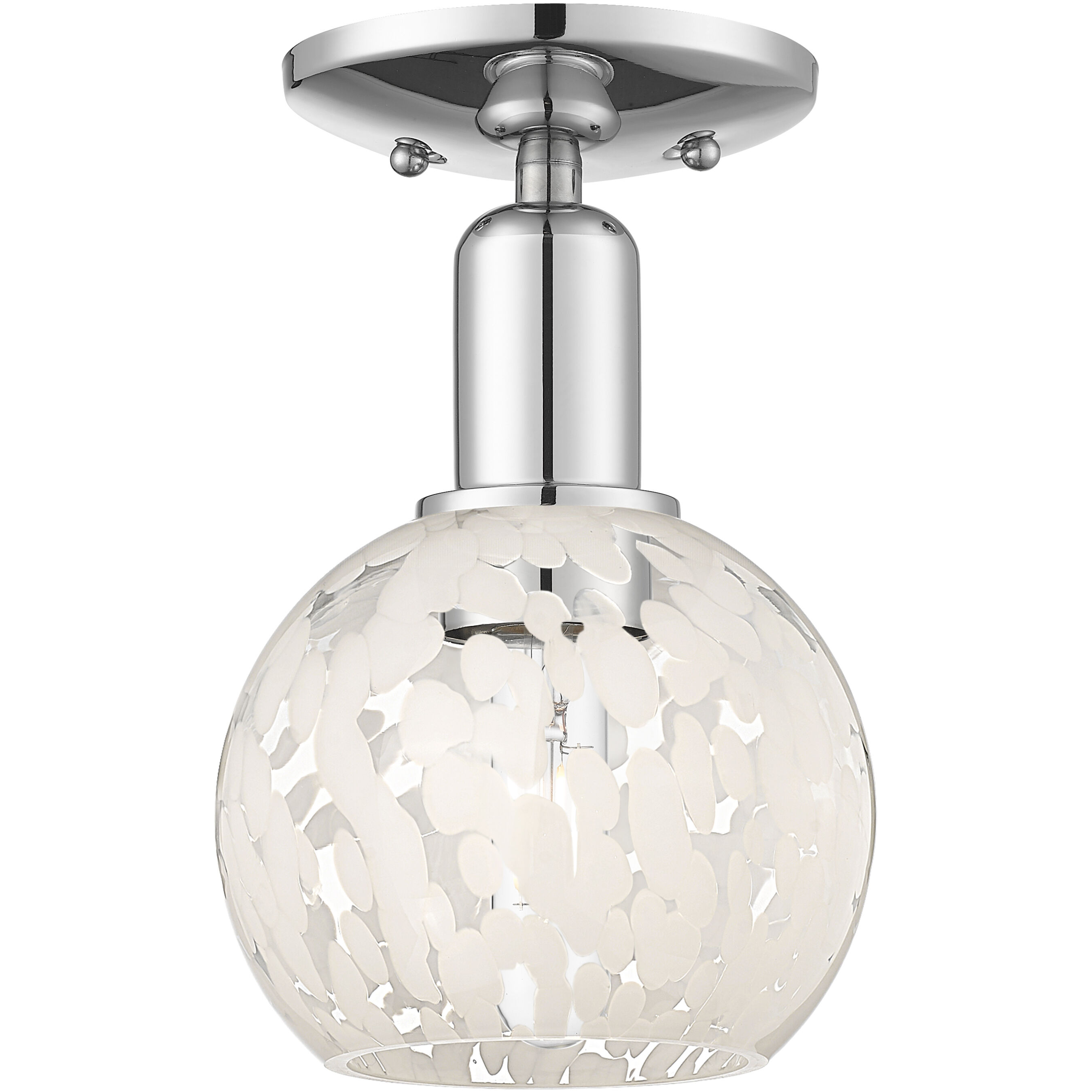 Arcadia White Mouchette 1 Light 6 inch Polished Chrome Semi-Flush Mount Ceiling Light