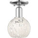 Arcadia White Mouchette 1 Light 6 inch Polished Chrome Semi-Flush Mount Ceiling Light