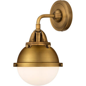 Nouveau 2 Hampden LED 7 inch Black Antique Brass and Matte Black Sconce Wall Light in Matte White Glass