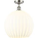 Edison White Venetian 1 Light 13.75 inch Polished Nickel Semi-Flush Mount Ceiling Light