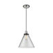 Franklin Restoration X-Large Cone 1 Light 12 inch Polished Nickel/Matte Black Mini Pendant Ceiling Light in Clear Glass