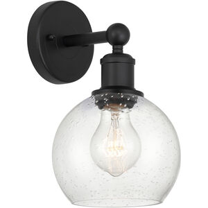Edison Athens 1 Light 6 inch Matte Black Sconce Wall Light in Seedy Glass