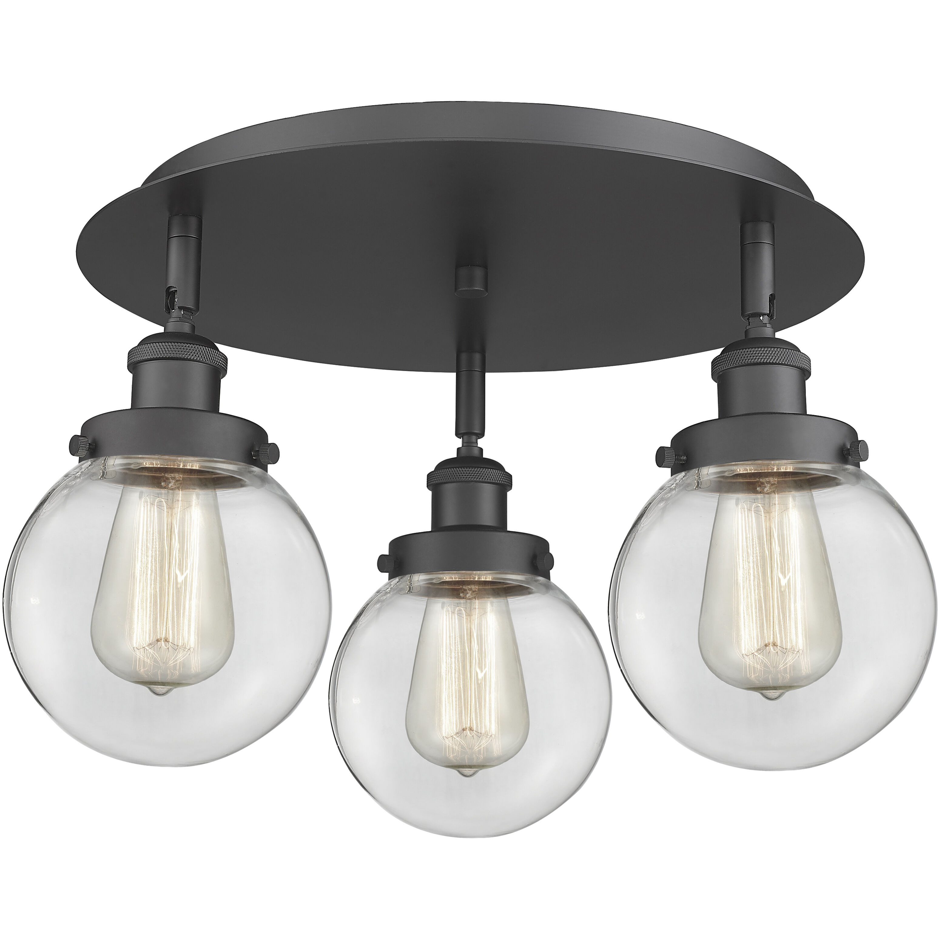 Beacon 3 Light 17.75 inch Matte Black Flush Mount Ceiling Light in Clear
