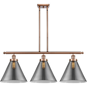 Ballston X-Large Cone LED 36 inch Antique Copper Island Light Ceiling Light in Plated Smoke Glass