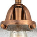 Nouveau 2 Beacon LED 10 inch Antique Copper Semi-Flush Mount Ceiling Light in Seedy Glass