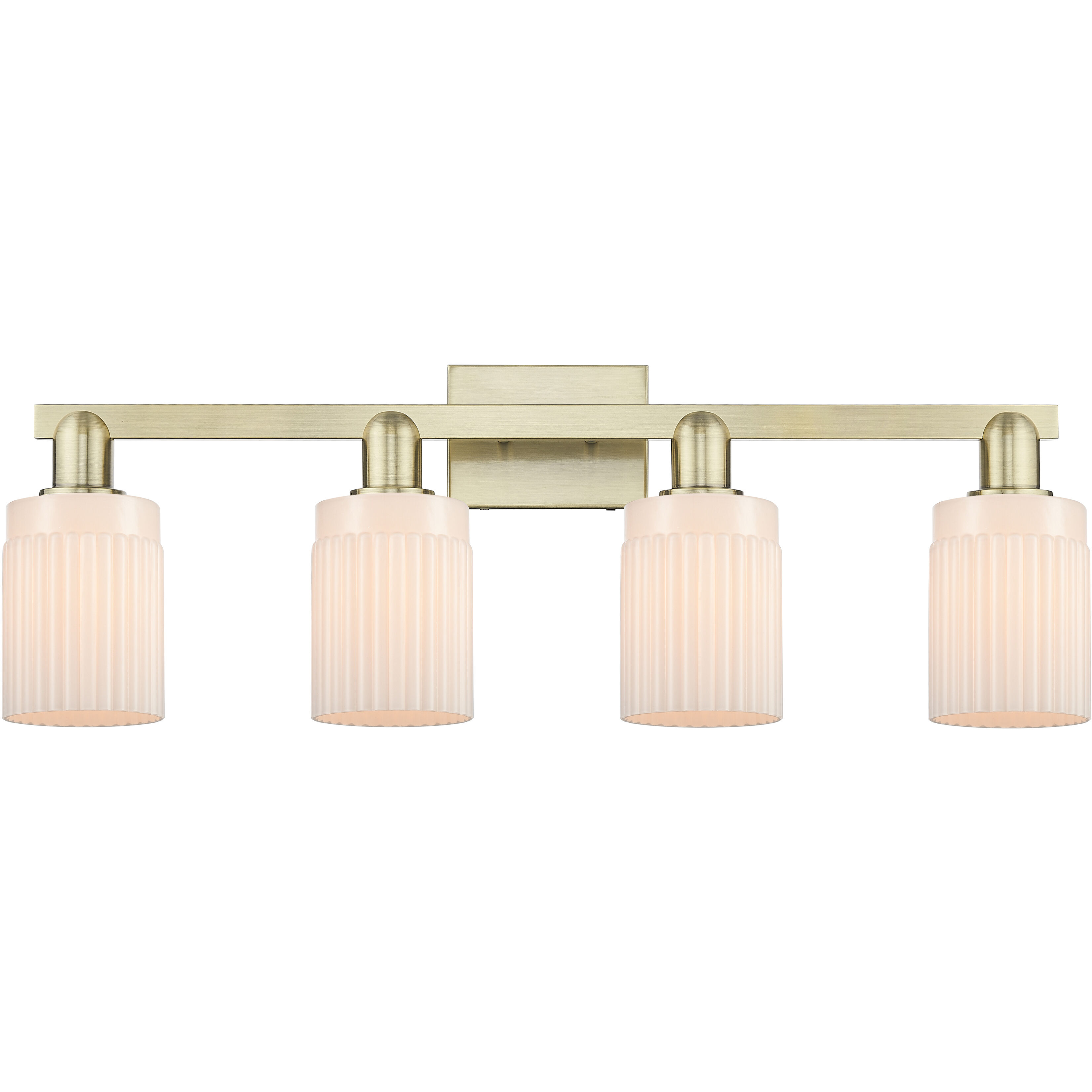 Arcadia Hadley 4 Light 31.5 inch Antique Brass Bath Vanity Light Wall Light in Matte White