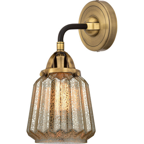 Nouveau 2 Chatham LED 6 inch Black Antique Brass and Matte Black Sconce Wall Light in Mercury Glass