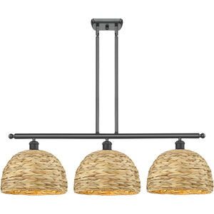 Woven Rattan Island Light Ceiling Light in Matte Black