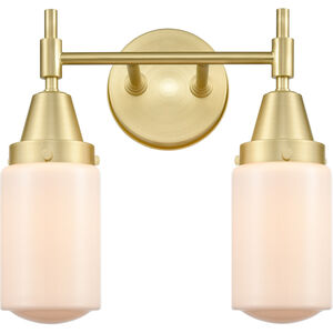 Caden LED 14 inch Satin Brass Bath Vanity Light Wall Light in Matte White Glass