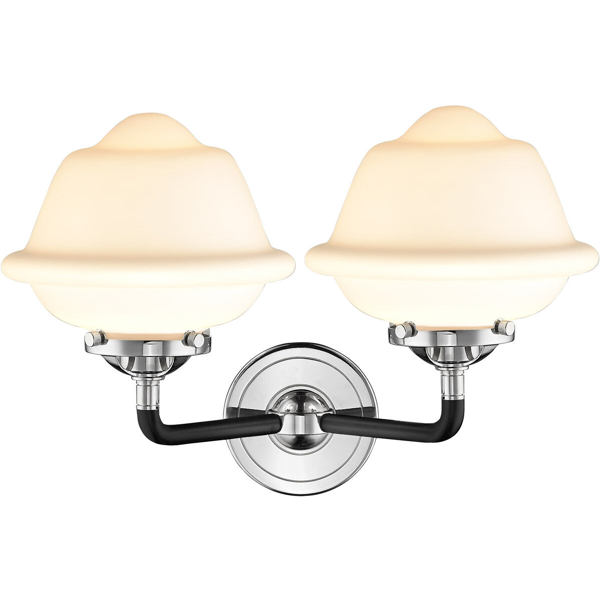 Nouveau Small Oxford LED 15.5 inch Black Polished Nickel Bath Vanity Light Wall Light in Matte White Glass, Nouveau