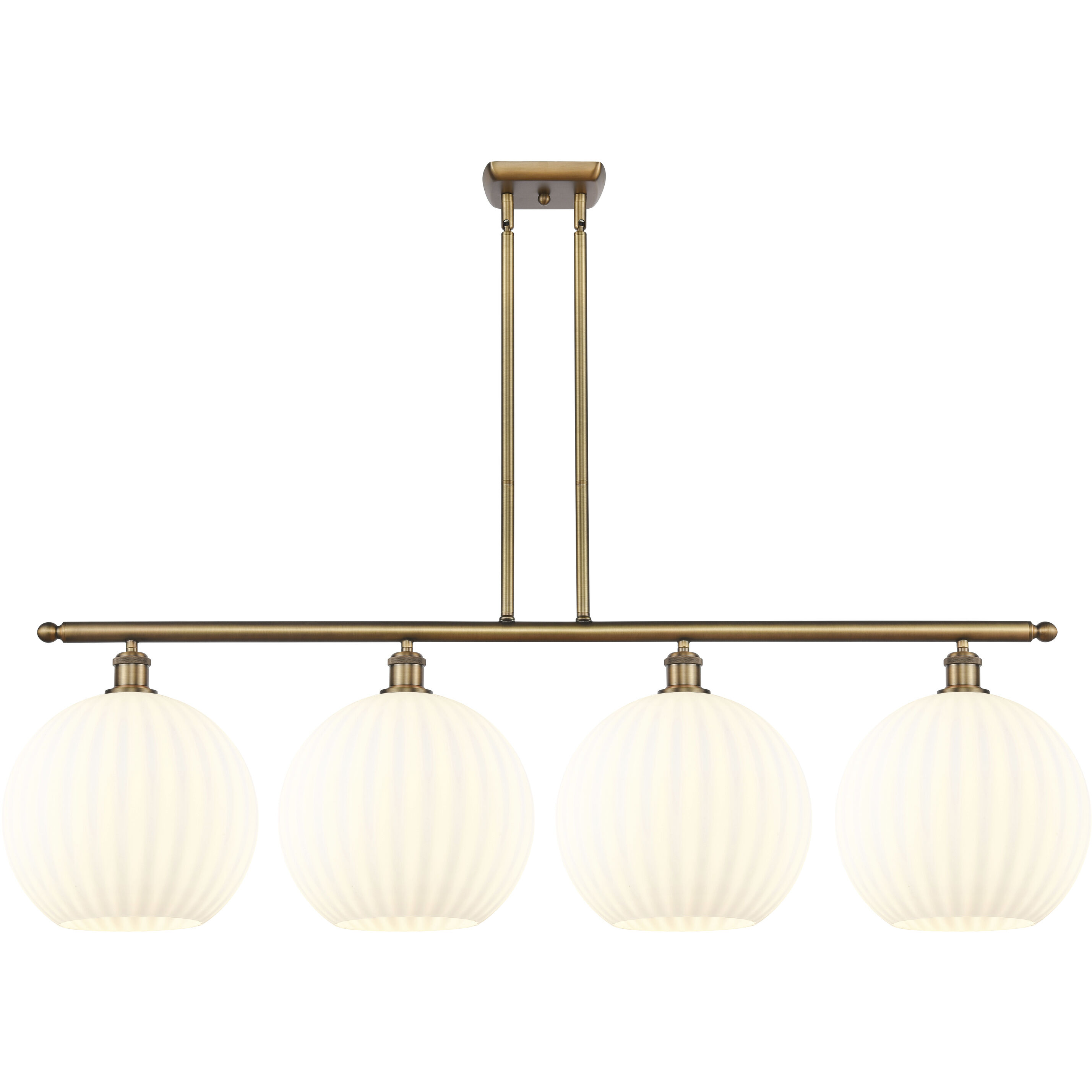 Ballston White Venetian 4 Light 50.25 inch Brushed Brass Stem Hung Island Light Ceiling Light