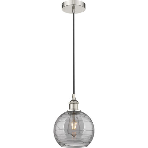 Edison Athens Deco Swirl 1 Light 8 inch Polished Nickel Cord Hung Mini Pendant Ceiling Light