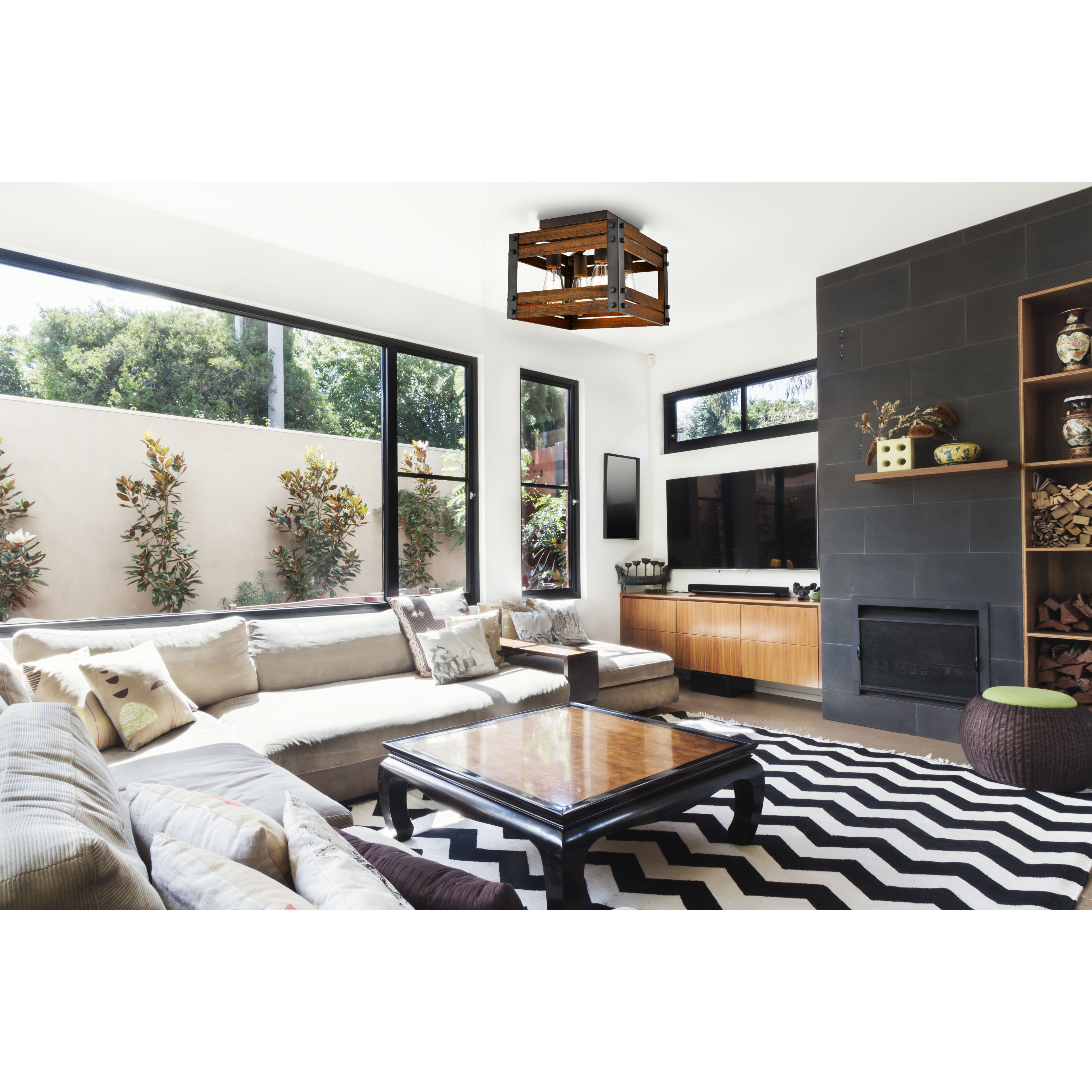 Austin 4 Light 8.75 inch Aged Gun Metal Flush Mount Ceiling Light