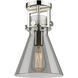 Newton Cone 1 Light 8 inch Polished Nickel Flush Mount Ceiling Light in Light Smoke Glass