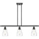 Ballston Ellery 3 Light 36 inch Matte Black Island Light Ceiling Light in Seedy Glass, Ballston