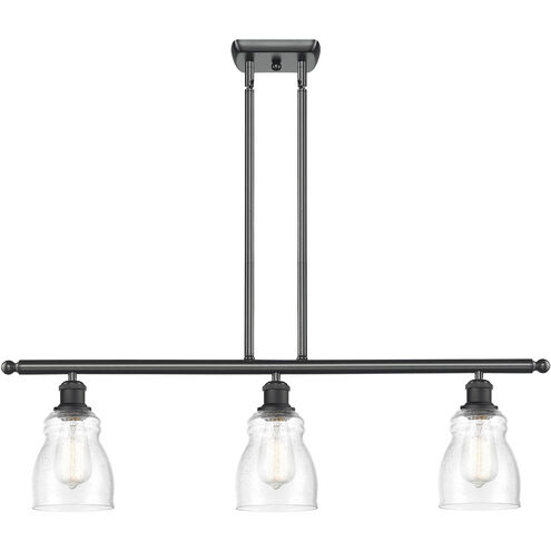 Ballston Ellery 3 Light 36 inch Matte Black Island Light Ceiling Light in Seedy Glass, Ballston