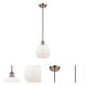 Ballston Athens 1 Light 8 inch Antique Copper Mini Pendant Ceiling Light in Matte White Glass, Ballston