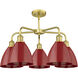Ballston Dome 5 Light 25.5 inch Satin Gold Chandelier Ceiling Light in Red