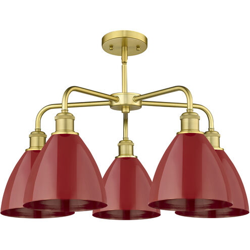 Ballston Dome 5 Light 25.5 inch Satin Gold Chandelier Ceiling Light in Red