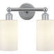 Edison Clymer 2 Light 13 inch Polished Chrome Bath Vanity Light Wall Light in Matte White Glass