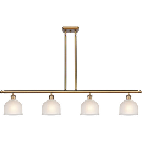 Ballston Dayton 4 Light 48 inch Brushed Brass Island Light Ceiling Light in White Glass, Ballston