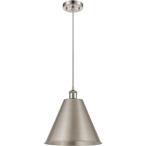 Ballston Cone LED 12 inch Brushed Satin Nickel Mini Pendant Ceiling Light