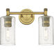 Downtown Urban Crown Point 2 Light 13.88 inch Brushed Brass Bath Vanity Light Wall Light in Seedy