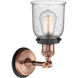 Franklin Restoration Small Bell 1 Light 5 inch Antique Copper Sconce Wall Light in Seedy Glass, Antique Copper/Matte Black