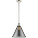 Ballston X-Large Cone 1 Light 12 inch Polished Chrome Pendant Ceiling Light in Plated Smoke Glass