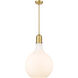 Amherst LED 15.75 inch Satin Gold Pendant Ceiling Light in Matte White Glass