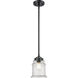 Nouveau Canton LED 6 inch Oil Rubbed Bronze Mini Pendant Ceiling Light in Seedy Glass, Nouveau