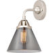 Nouveau 2 Large Cone 1 Light 8 inch Polished Nickel Sconce Wall Light in Plated Smoke Glass