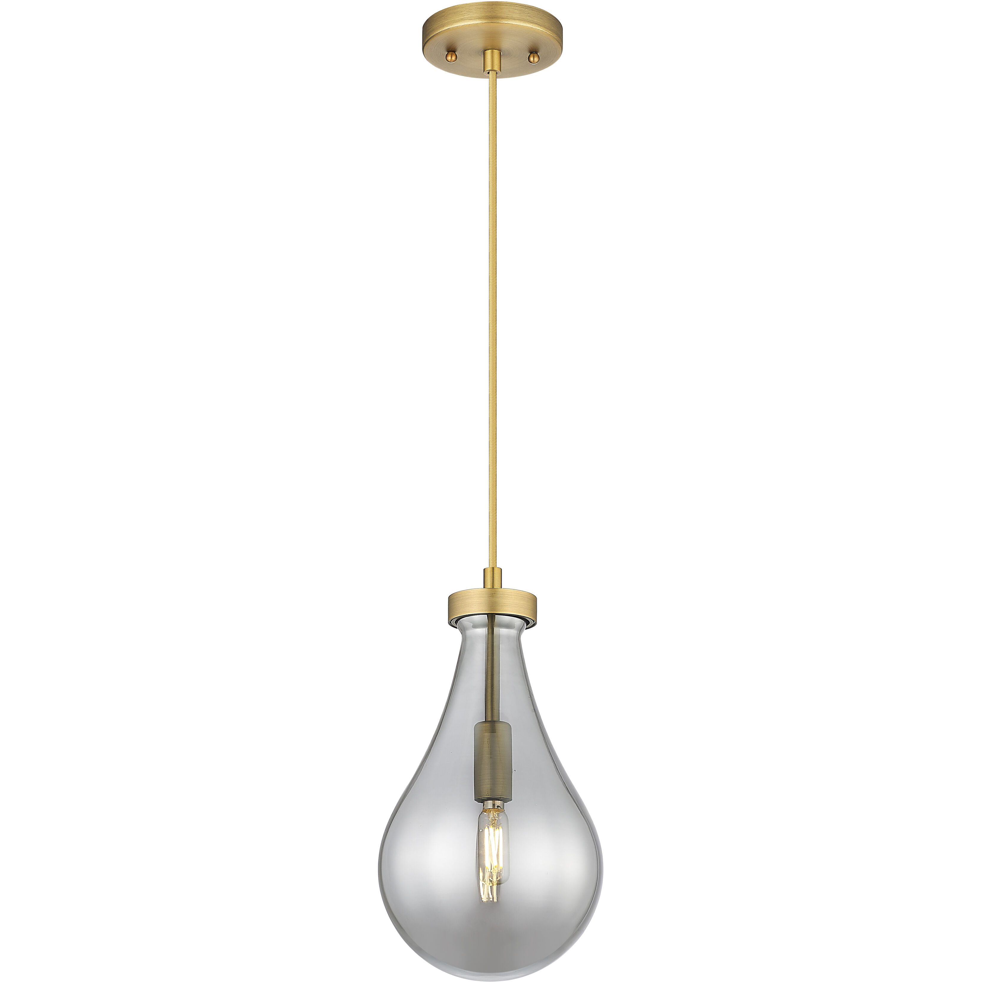 Owego 1 Light 7 inch Brushed Brass Pendant Ceiling Light in Light Smoke Glass