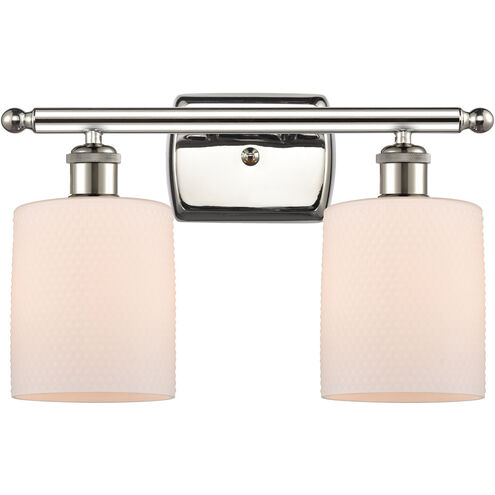 Ballston Cobbleskill 2 Light 16 inch Polished Nickel Bath Vanity Light Wall Light in Matte White Glass, Ballston