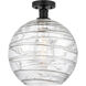 Edison Athens Deco Swirl 1 Light 12 inch Matte Black Semi-Flush Mount Ceiling Light