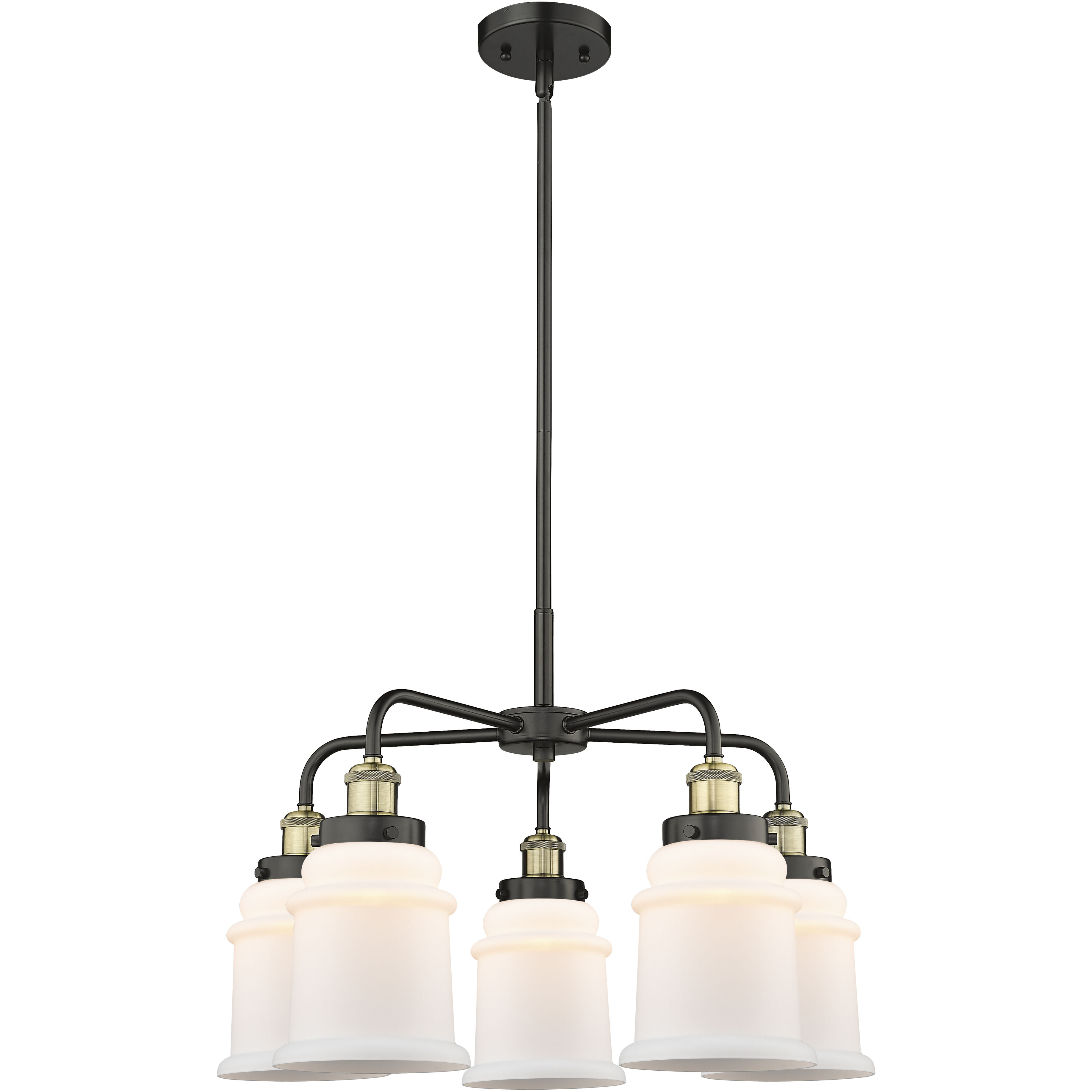 Canton 5 Light 24 inch Black Antique Brass Chandelier Ceiling Light in Matte White Glass