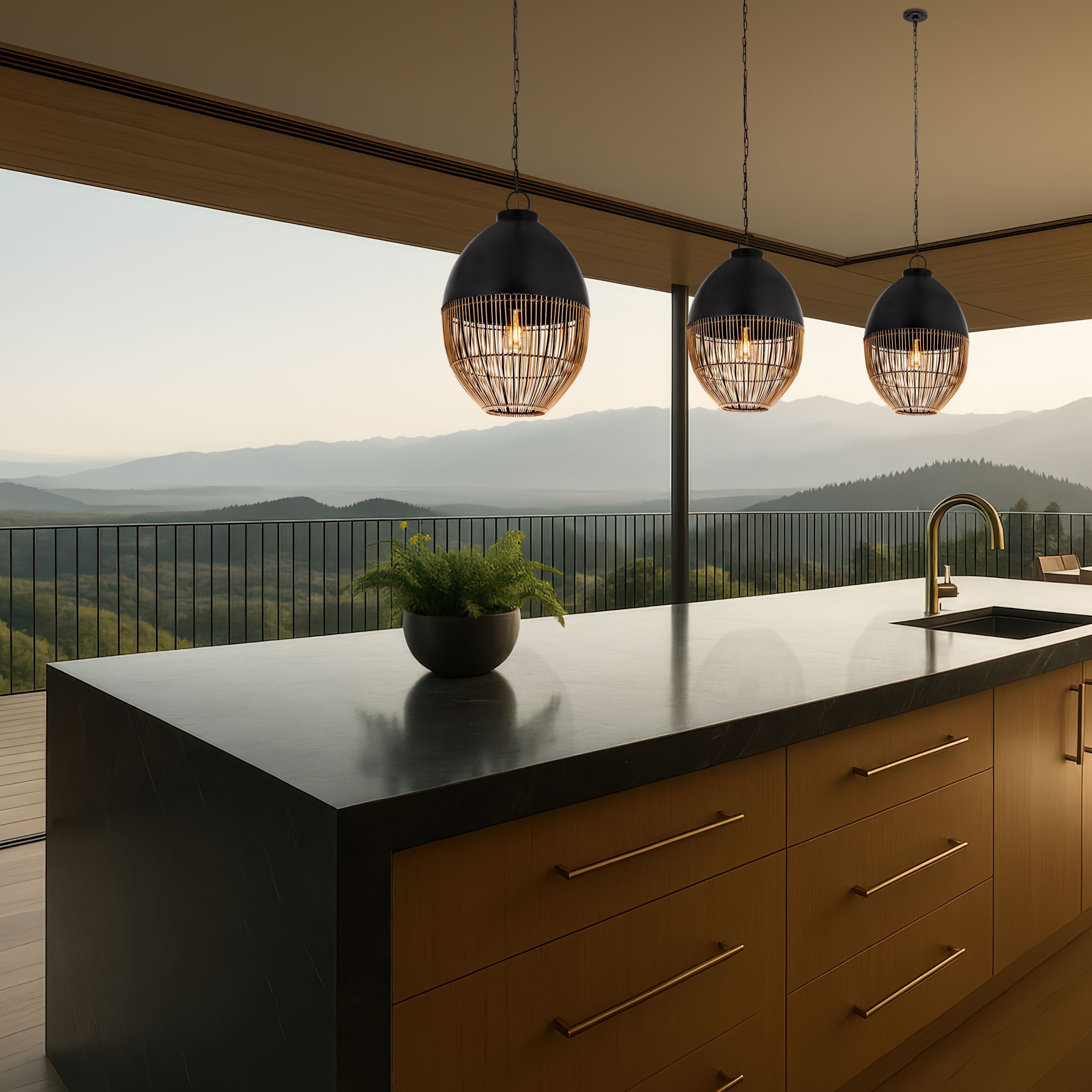 Bismark 1 Light 14.25 inch Matte Black Pendant Ceiling Light